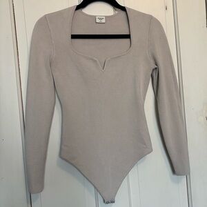 Abercrombie & Fitch Cream Long Sleeve Bodysuit